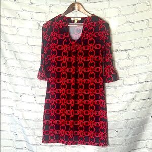 Aryeh Red Black Patterned Ruffle Sleeve Dress Sleeves Size Small